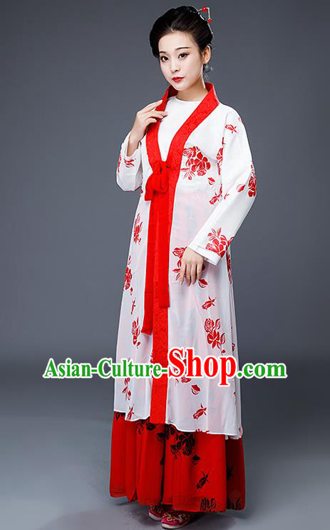 Chinese Drama Maidservant Costumes Ancient Traditional Ming Dynasty Nobility Lady White Hanfu Dress for Women