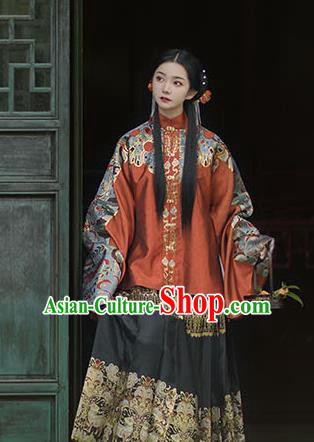 Chinese Drama Ancient Hanfu Orange Blouse Traditional Ming Dynasty Princess Costumes for Women