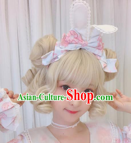 Top Grade Cosplay Light Golden Wigs Young Lady Curly Hair Wiggery Headdress for Women