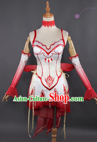 Top Grade Cosplay Fairy Red Short Dress Halloween Magic Princess Costume for Women