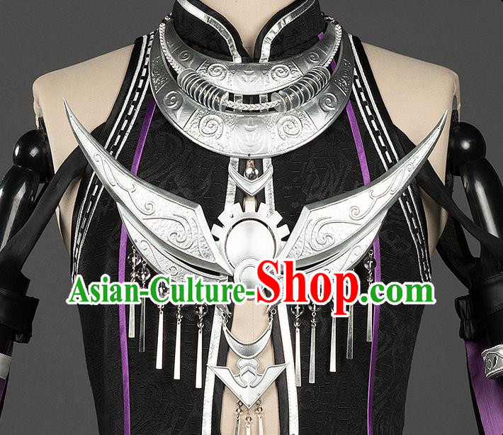 Chinese Traditional Cosplay Swordsman Purple Costumes Ancient Young Knight Clothing for Men