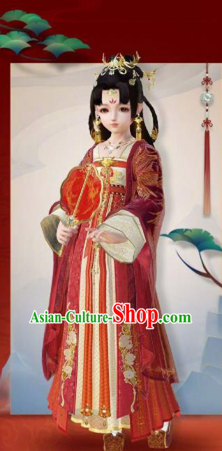 Chinese Traditional Cosplay Princess Wedding Costumes Ancient Female Swordsman Red Hanfu Dress for Women