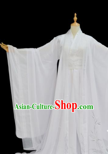 Chinese Traditional Cosplay Taoist Priest White Costumes Ancient Swordsman Clothing for Men