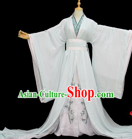 Chinese Traditional Cosplay Taoist Priest Light Green Costumes Ancient Swordsman Clothing for Men