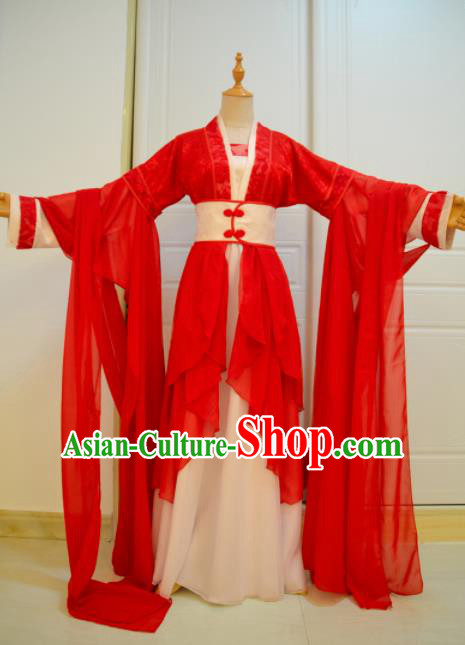 Chinese Traditional Cosplay Goddess Princess Red Costumes Ancient Female Swordsman Hanfu Dress for Women