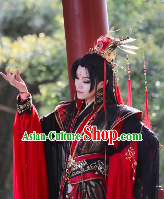 Chinese Traditional Cosplay Swordsman King Costumes Ancient Royal Highness Clothing for Men