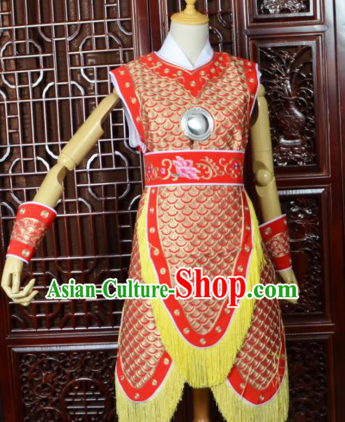 Chinese Traditional Beijing Opera Daomadan Red Armor Peking Opera Female Warriors Costumes for Women