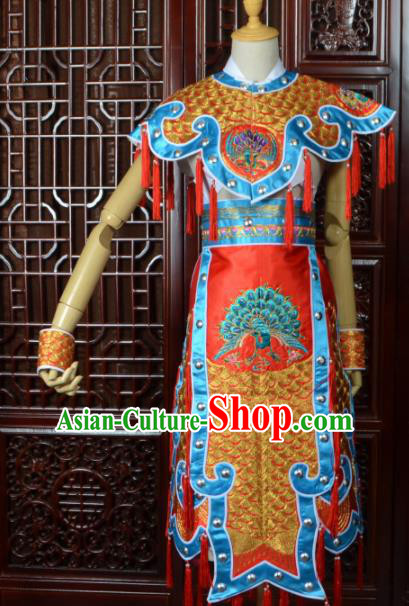 Chinese Traditional Beijing Opera Daomadan Golden Clothing Peking Opera Female Warrior Costumes for Women