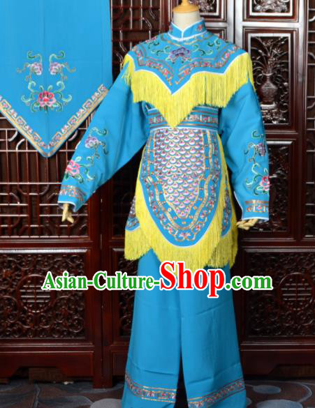 Chinese Traditional Beijing Opera Xiao Dan Blue Dress Peking Opera Maidservants Costumes for Women