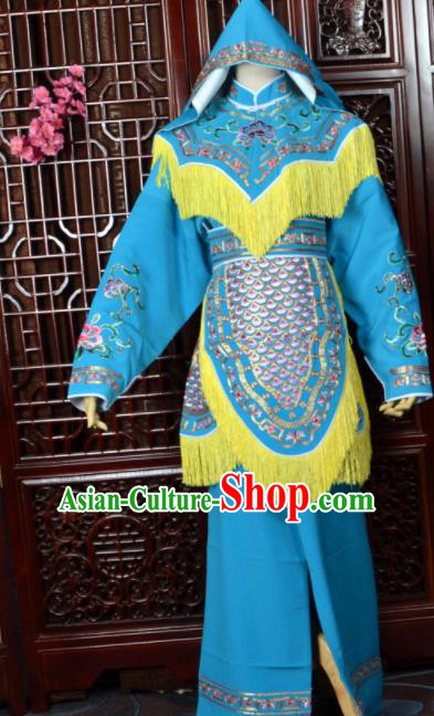 Chinese Traditional Beijing Opera Xiao Dan Blue Dress Peking Opera Maidservants Costumes for Women