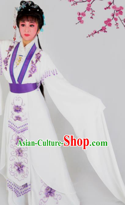 Chinese Traditional Beijing Opera Diva White Dress Peking Opera Princess Costumes for Women