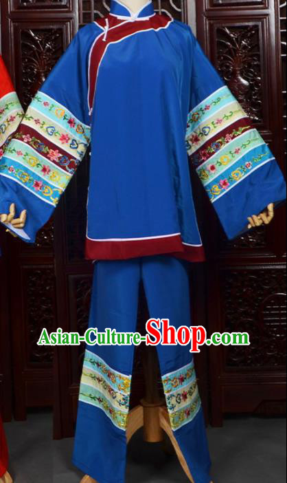 Chinese Traditional Beijing Opera Female Civilian Blue Dress Peking Opera Matchmaker Costumes for Women