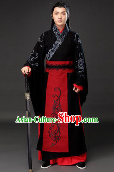 Chinese Ancient Royal Duke Clothing Traditional Han Dynasty Swordsman Costumes for Men