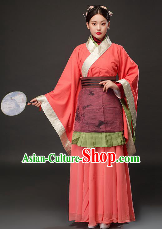 Chinese Traditional Spring and Autumn Period Imperial Concubine Xi Shi Pink Dress Ancient Patrician Lady Costumes for Women