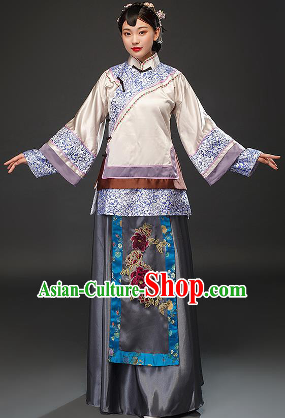 Chinese Traditional Qing Dynasty Patrician Lady Dress Ancient Young Mistress Costumes for Women