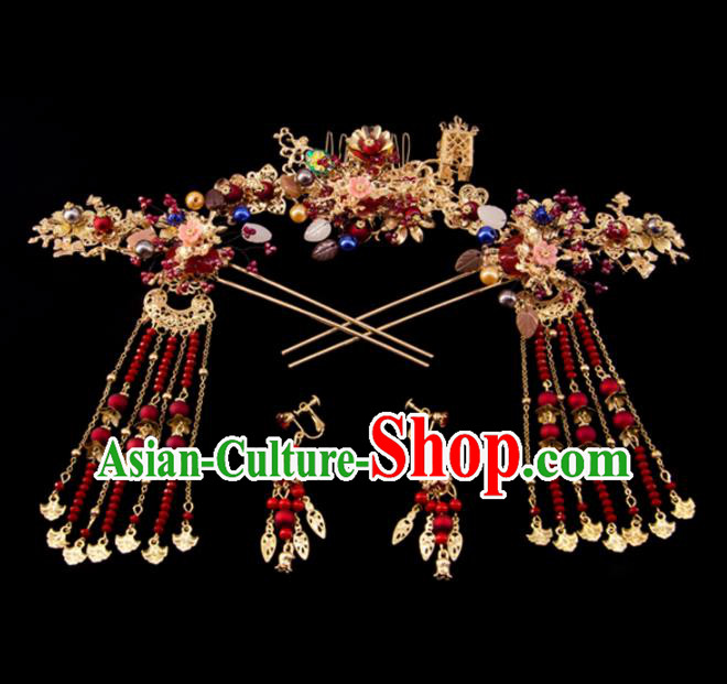 Chinese Ancient Bride Hair Comb Hairpins Traditional Wedding Hair Accessories for Women