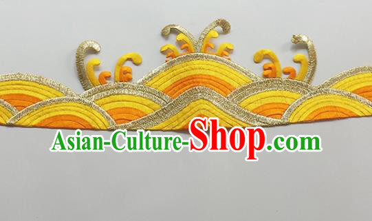 Chinese Traditional Embroidery Waves Yellow Applique Embroidered Patches Embroidering Cloth Accessories