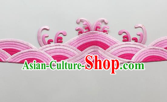 Chinese Traditional Embroidery Waves Pink Applique Embroidered Patches Embroidering Cloth Accessories