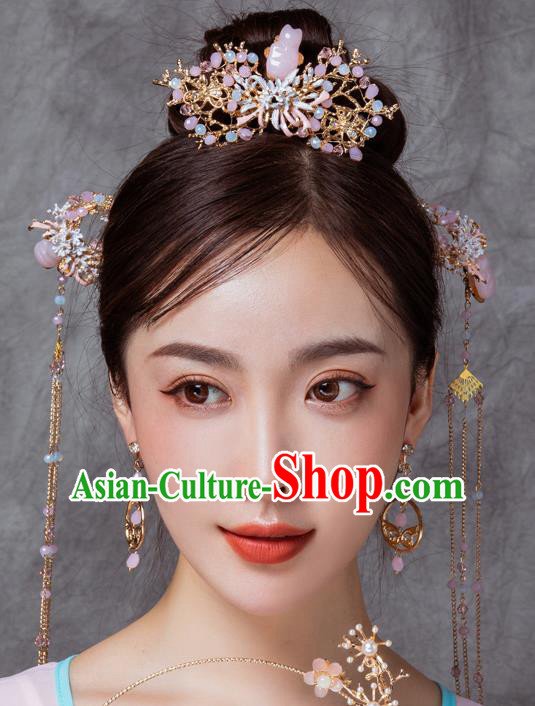 Chinese Ancient Bride Hair Crown Hairpins Traditional Wedding Xiu He Hair Accessories Complete Set for Women