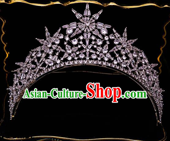 Handmade Wedding Crystal Zircon Royal Crown Princess Bride Hair Accessories for Women