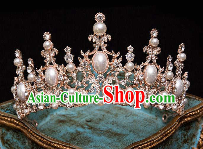 Handmade Wedding Baroque Royal Crown Princess Bride Hair Accessories for Women