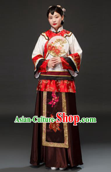 Chinese Traditional Qing Dynasty Rich Concubine Dress Ancient Drama Young Mistress Costumes for Women