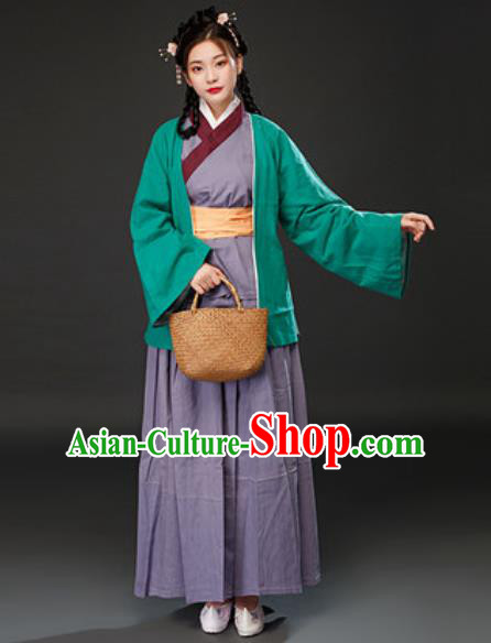 Chinese Traditional Ming Dynasty Maidservant Dress Ancient Drama Female Civilian Costumes for Women