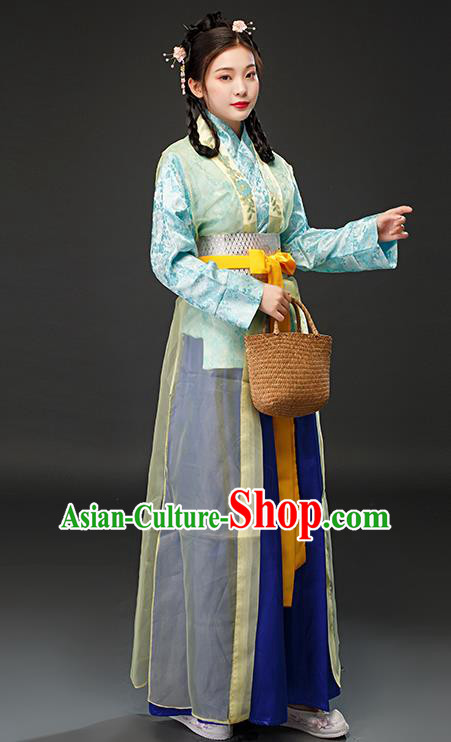 Traditional Chinese Ming Dynasty Servant Girl Dress Ancient Drama Female Civilian Maidservant Costumes for Women