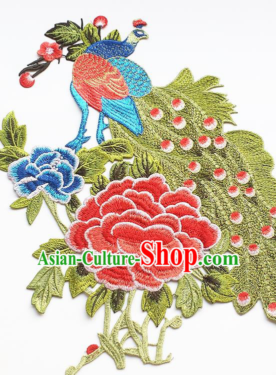 Chinese Traditional Embroidery Peacock Watermelon Red Peony Applique Embroidered Patches Embroidering Cloth Accessories