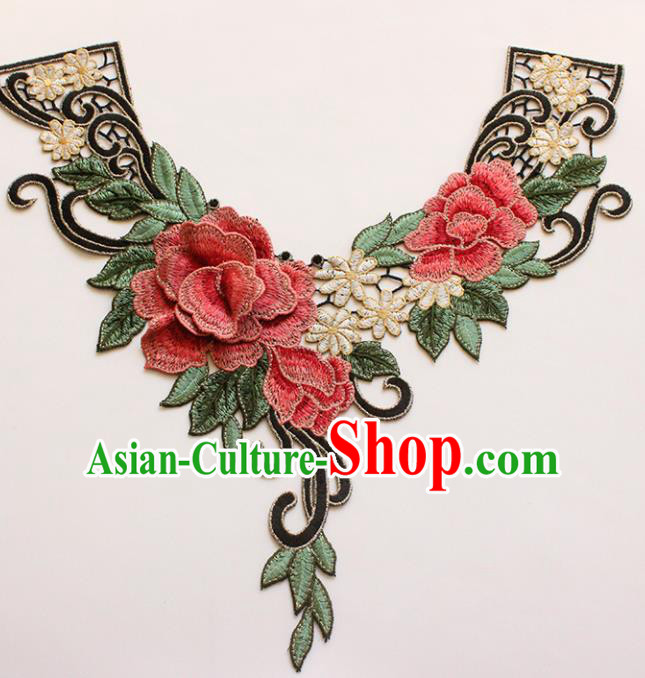 Traditional Chinese National Embroidery Peony Collar Applique Embroidered Patches Embroidering Cloth Accessories