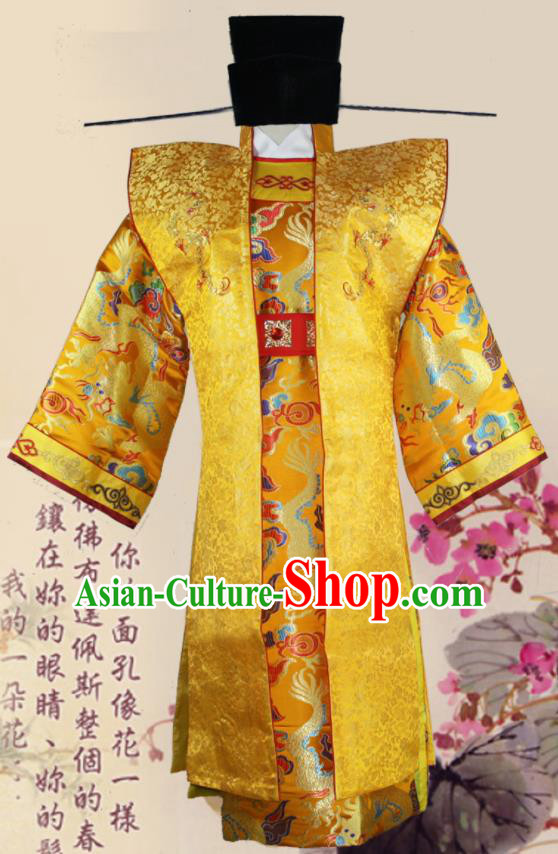 Chinese Ancient Song Dynasty Emperor Clothing Traditional Ancient Imperator Costumes and Hat for Men