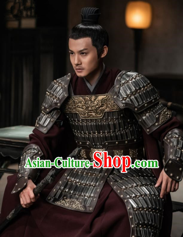 Traditional Chinese Song Dynasty General Gu Feng En Body Armor Ancient Drama Royal Nirvana Count of Jiayi Costume for Men