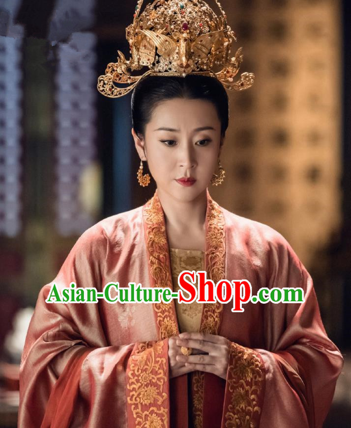 Traditional Chinese Song Dynasty Senior Concubine Dress Ancient Drama Royal Nirvana Noble Consort Zhao Costume and Headpiece for Women