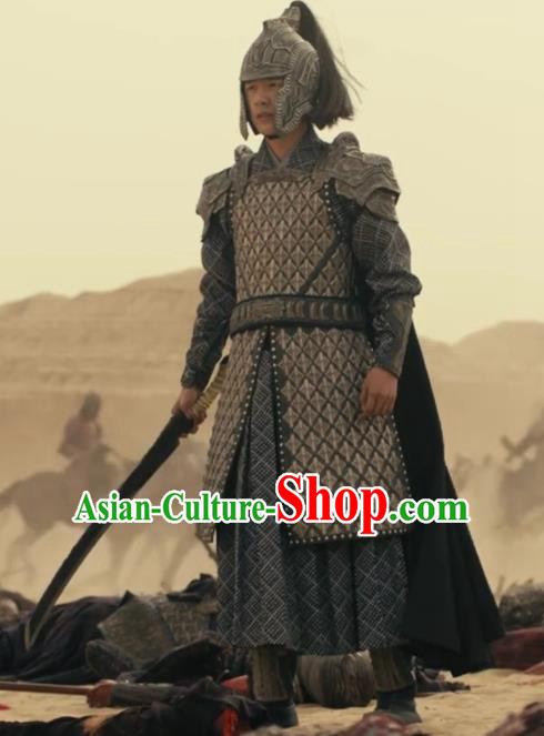 Chinese Ancient General Prince Lv Guichen Drama Novoland Eagle Flag Liu Haoran Replica Costumes and Headpiece for Men