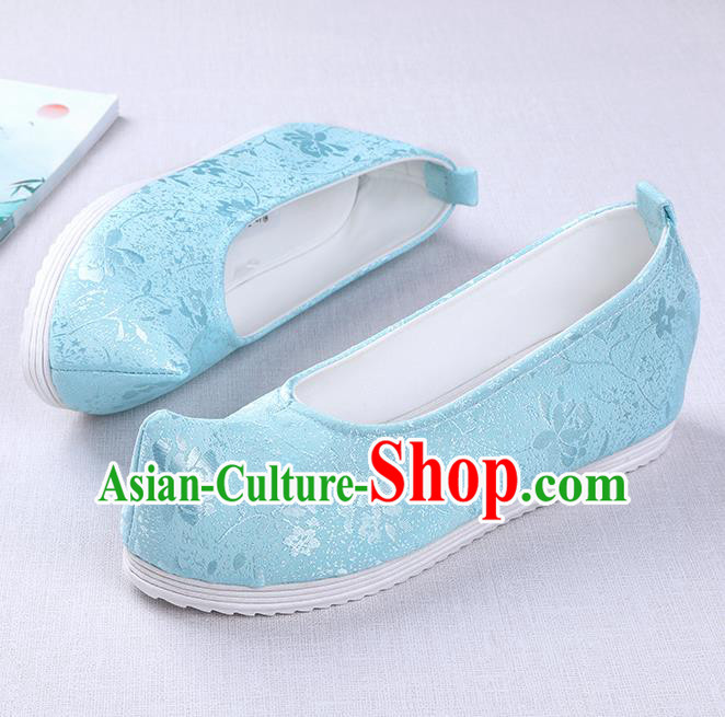 Chinese Handmade Blue Opera Shoes Traditional Hanfu Shoes National Shoes for Women