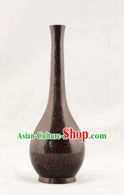 Chinese Handmade Copper Flask Vase Traditional Bronze Lagena Craft Decoration