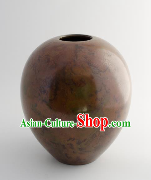 Chinese Handmade Bronze Flower Vase Traditional Red Copper Craft Decoration