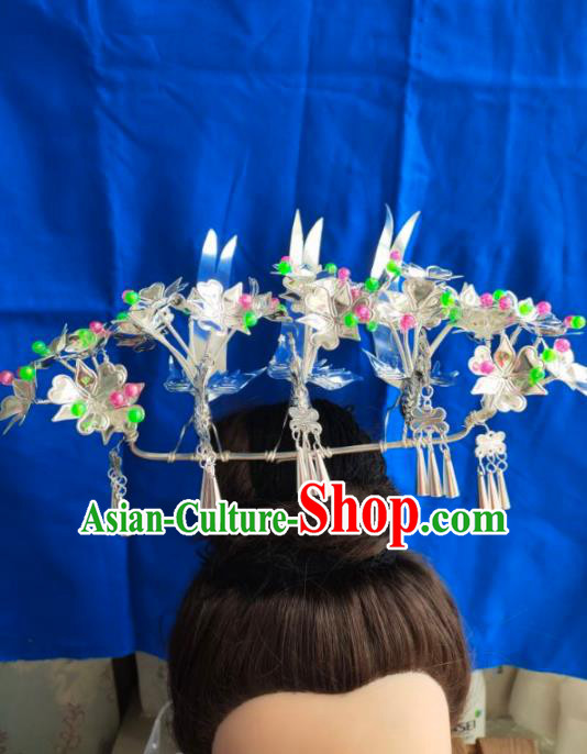 Chinese Traditional Handmade Miao Nationality Birds Hairpins Ethnic Wedding Hair Accessories for Women