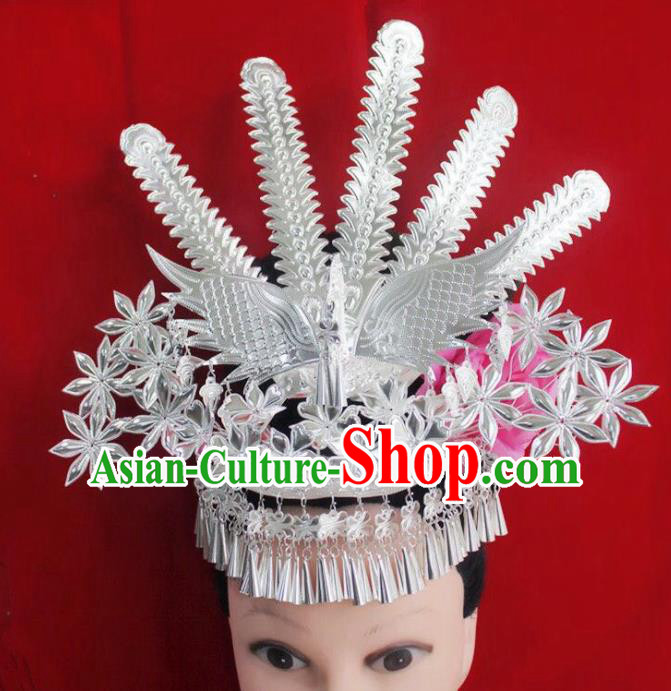 Chinese Traditional Handmade Miao Nationality Phoenix Hairpins Ethnic Wedding Hair Accessories for Women