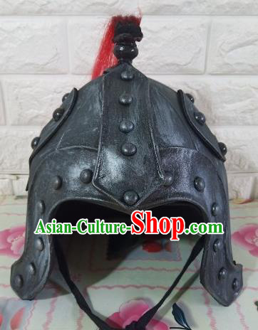 Chinese Handmade Traditional Han Dynasty Helmet Ancient General Hat for Men