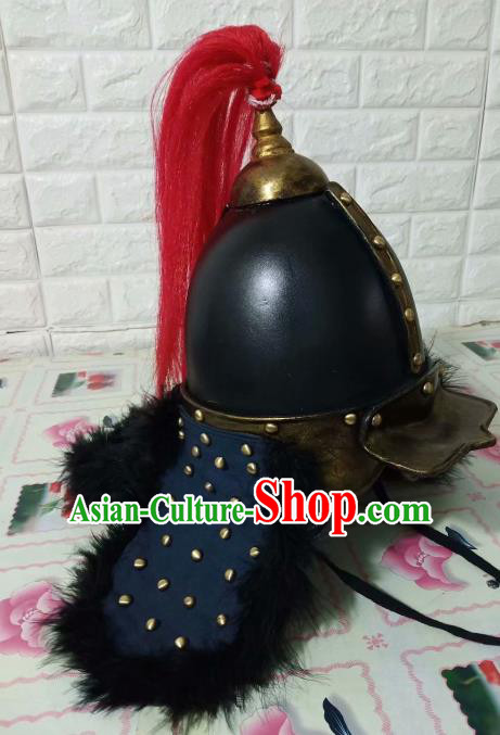 Chinese Handmade Traditional Ming Dynasty Soldier Helmet Ancient General Hat for Men