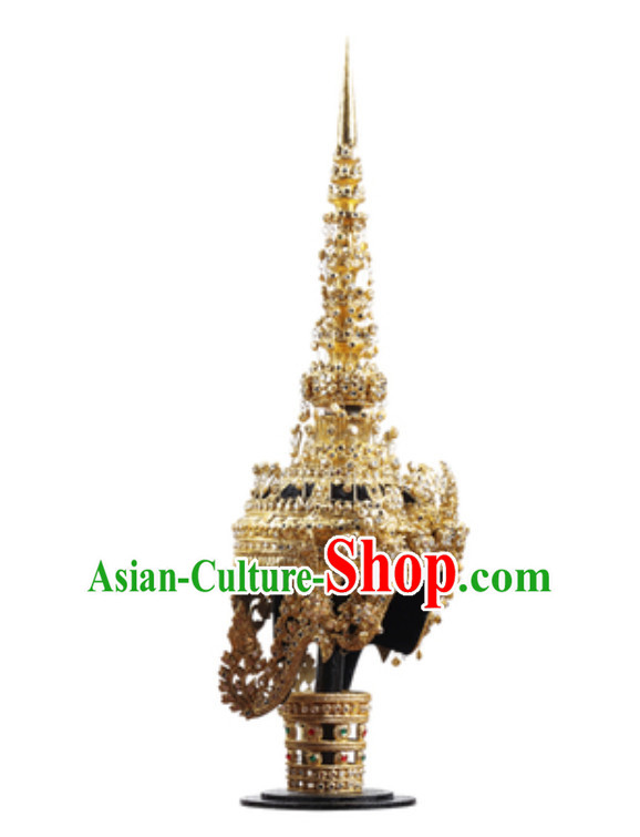 Ancient Traditional Thailand Crown Classical Tower Headdress Handmade Thai Hats