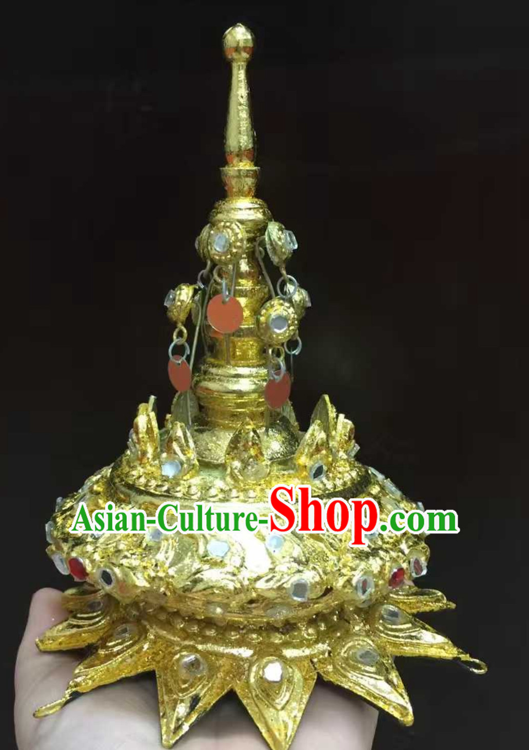 Traditional Thailand Crown Classical Tower Headdress Handmade Thai Hat