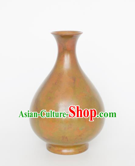 Chinese Handmade Bronze Plum Vase Traditional Red Copper Craft Decoration