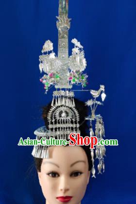 Chinese Traditional Handmade Miao Nationality Tassel Phoenix Coronet Hairpins Ethnic Wedding Hair Accessories for Women