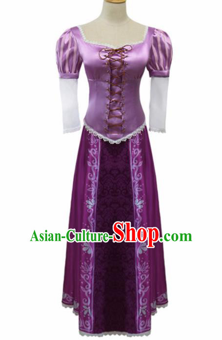 Traditional Europe Middle Ages Princess Purple Dress Halloween Cosplay Stage Performance Costume for Women