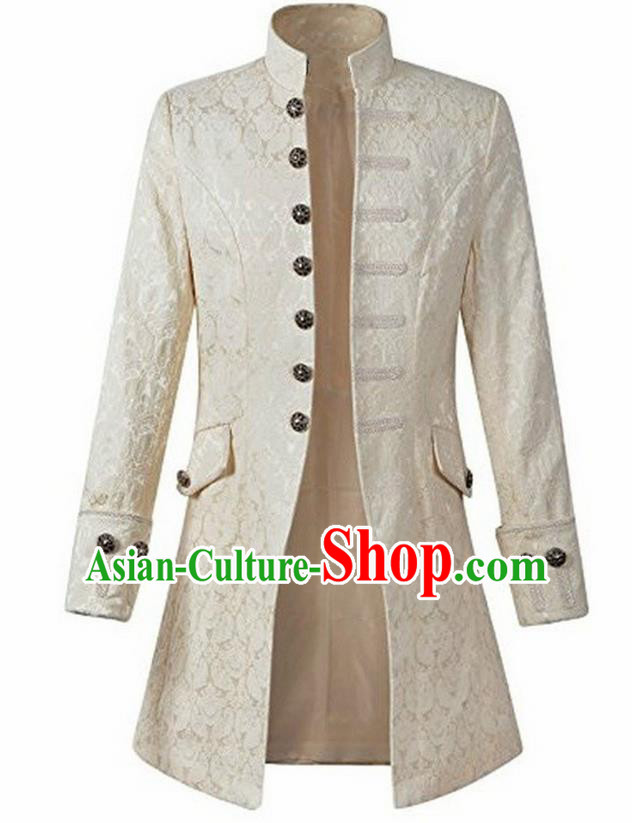 European Medieval Traditional Patrician Costume Europe Prince White Coat for Men