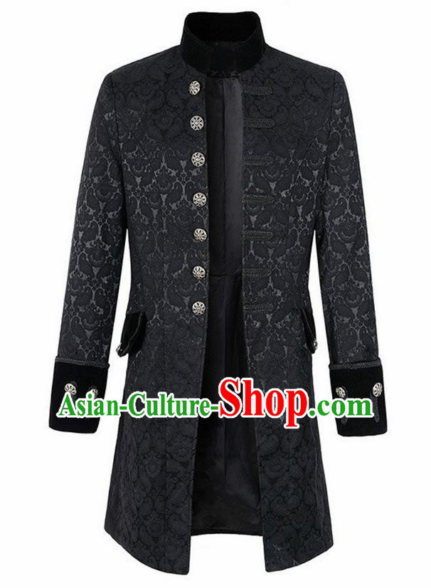 European Medieval Traditional Patrician Costume Europe Prince Black Coat for Men