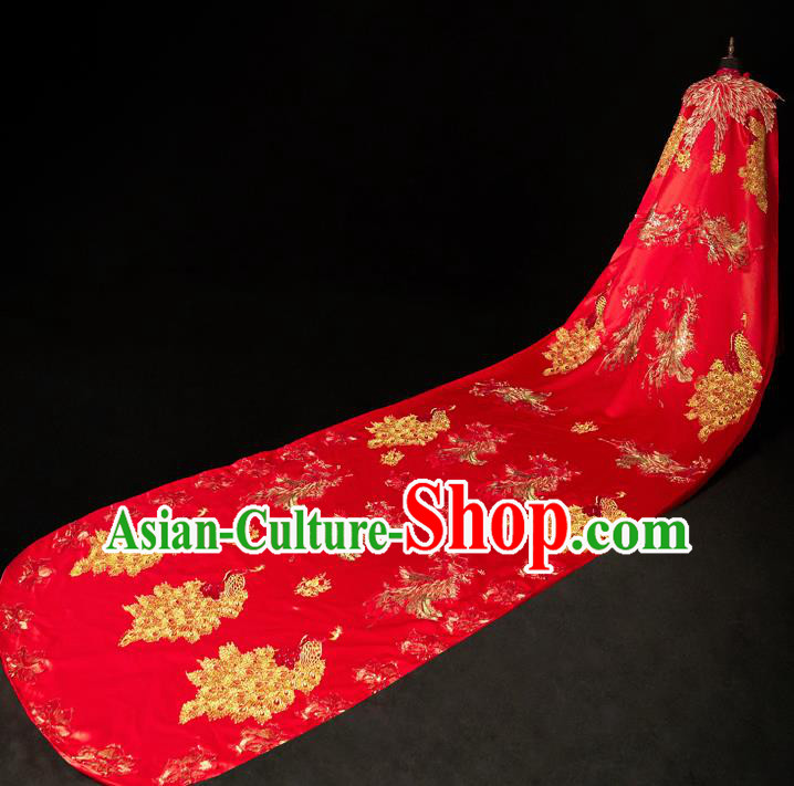 Chinese Traditional Wedding Long Cloak Toast Xiuhe Suit Ancient Bride Full Dress for Women