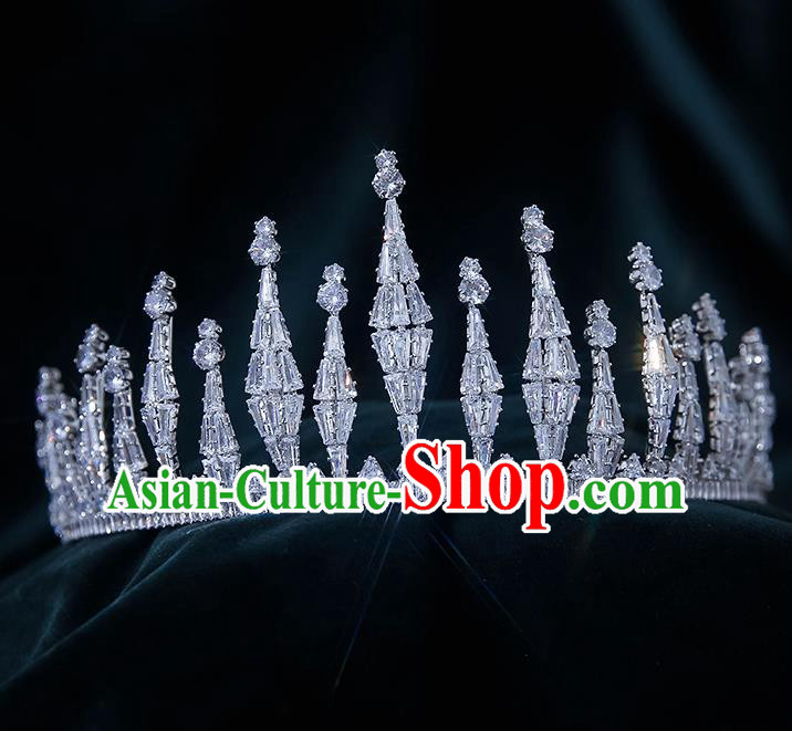 Top Grade Bride Zircon Crystal Royal Crown Wedding Hair Accessories for Women